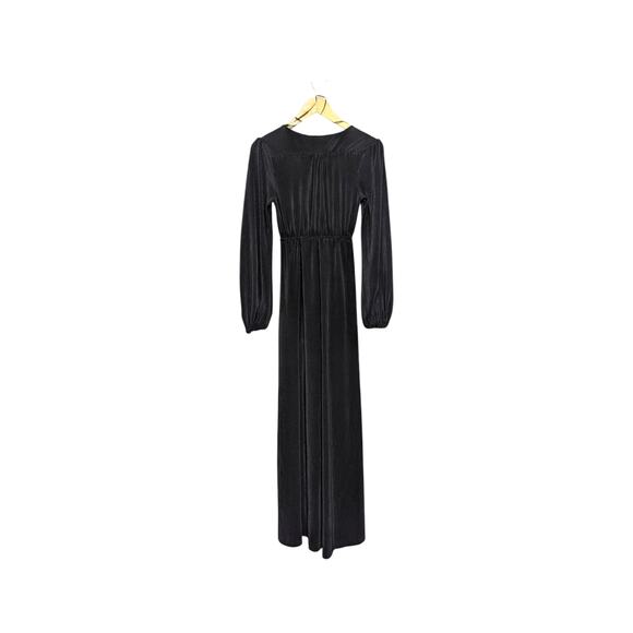 Baltic Born Venus Pleated Maxi Dress Long Sleeve Wrap Surplice Blackk Bridesmaid - Picture 3 of 5